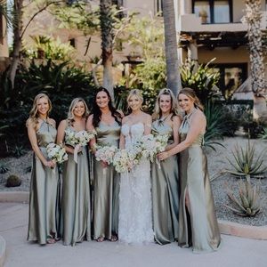 Birdy Grey Cindy Dress Satin Moss Green